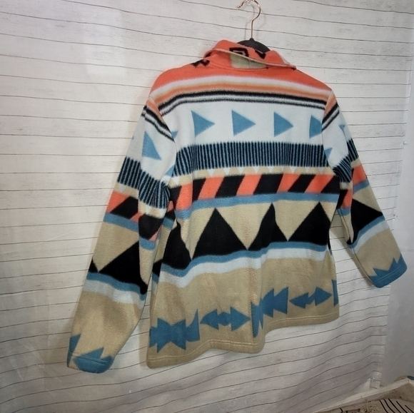 VICKI WAYNE SOUTHWEST FLEECE CARDIGAN JACKET, SZ LARGE PETITE - Picture 11 of 14